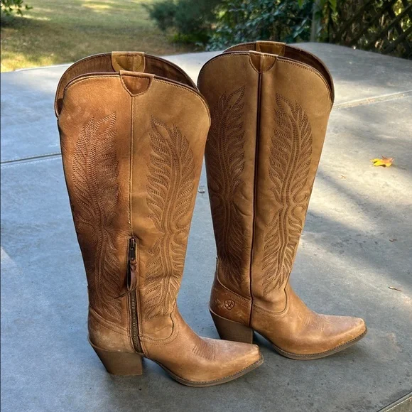 Ariat Tan Leather Heeled Boots - Picture 3 of 8